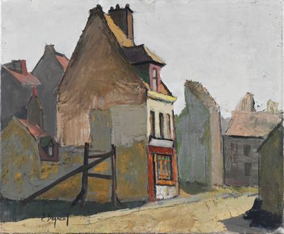  Émile LAFAMÉ (Émile BOGAERT, known as) (1934-2017) 
Street in Lille, 1956 
Oil on...
