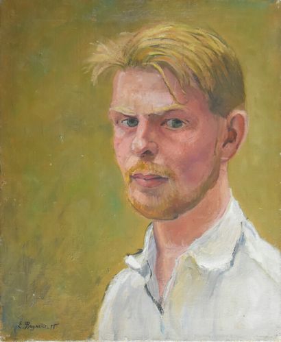  Émile LAFAMÉ (Émile BOGAERT) (1934-2017) 
Self-portrait, 1955 
Oil on canvas, signed...