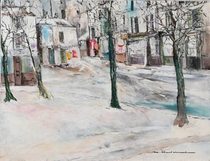 Marcel CHARBONNEL (1901-1981) 
Neige sur Montmartre, 1962 
Huile sur toile, signée...