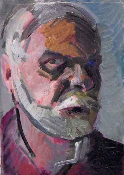  Émile LAFAMÉ (Émile BOGAERT) (1934-2017) 
Self-portrait 
Oil on canvas 
H. 27 cm...