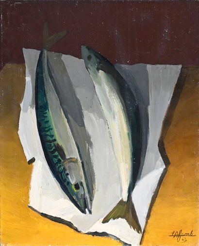  Émile LAFAMÉ (Émile BOGAERT) (1934-2017) 
The herrings, 1963 
Oil on canvas, signed...