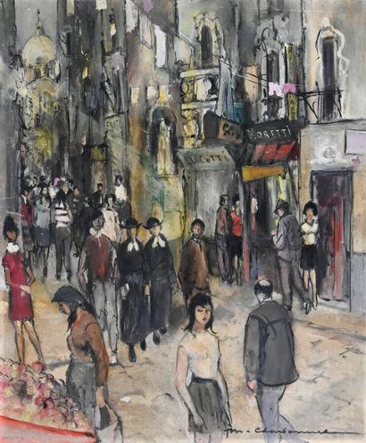 Marcel CHARBONNEL (1901-1981) 
Rue à Gênes [Italie] 
Huile sur panneau d'isorel,...