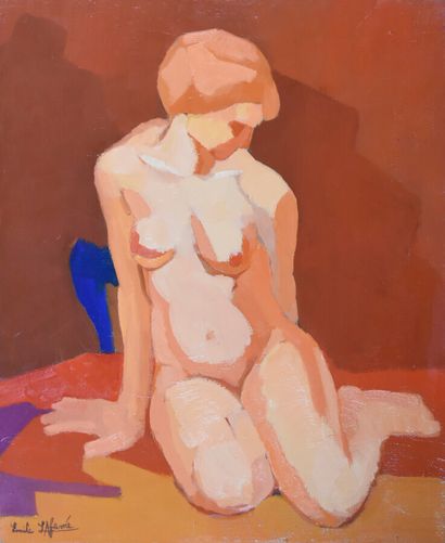  Émile LAFAMÉ (Émile BOGAERT, known as) (1934-2017) 
Orange Nude, 1966 
Oil on canvas,...
