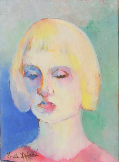  Émile LAFAMÉ (Émile BOGAERT, known as) (1934-2017) 
Child's head, 1980 
Oil on canvas,...