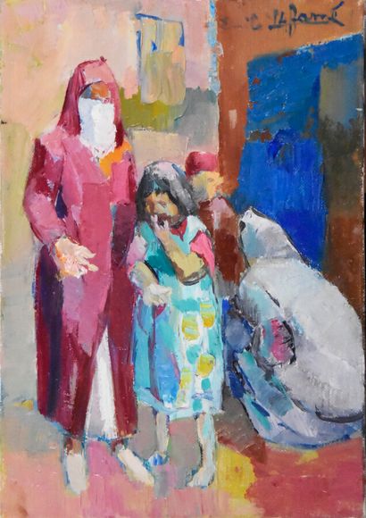  Émile LAFAMÉ (Émile BOGAERT, known as) (1934-2017) 
Children, Morocco, 1985 
Oil...