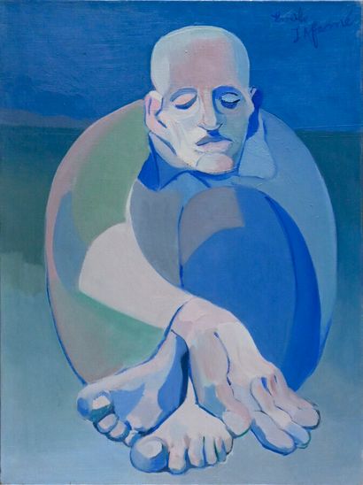  Émile LAFAMÉ (Émile BOGAERT, known as) (1934-2017) 
Beggar, 1974 
Oil on canvas,...