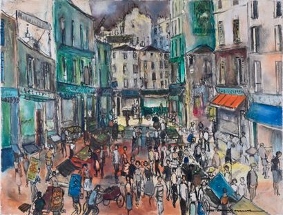  Marcel CHARBONNEL (1901-1981) 
Rue Lepic, 1962 [Paris] 
Huile sur toile, signée...