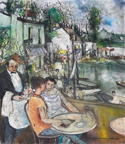 Marcel CHARBONNEL (1901-1981) 
Les canotiers 
Huile sur toile, signée en bas à droite,...