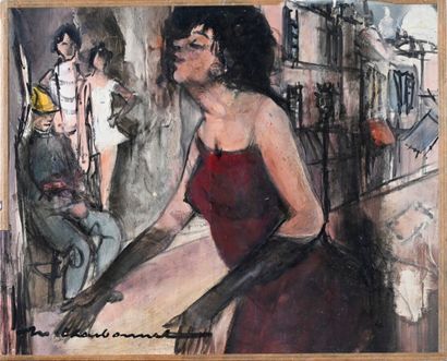  Marcel CHARBONNEL (1901-1981) 
The realistic singer 
Oil on paper, pasted on isorel,...