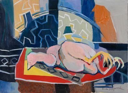  Émile LAFAMÉ (Émile BOGAERT, known as) (1934-2017) 
The turkey, 1974 
Oil on canvas,...