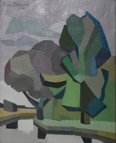  Émile LAFAMÉ (Émile BOGAERT, known as) (1934-2017) 
Synthesis, 1967 
Oil on canvas,...
