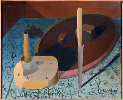 null Émile LAFAMÉ (Émile BOGAERT, known as) (1934-2017)

The dice, 1958

Oil on canvas,...