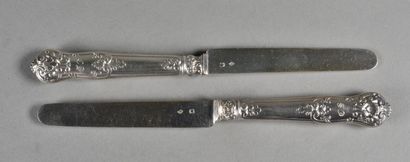 null Set of twelve beautiful fruit knives, the handles in silver with shells and...