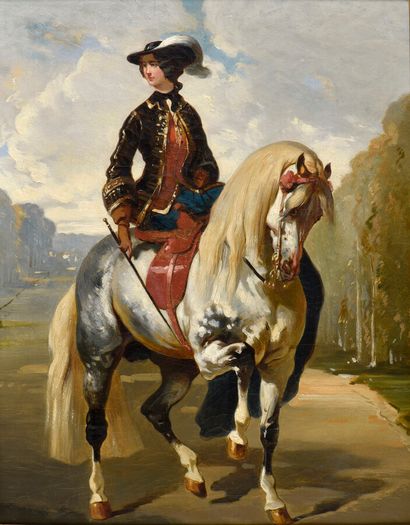 null D'après Alfred de DREUX (1810-1860)

Amazone à la veste noire et or sur un cheval...