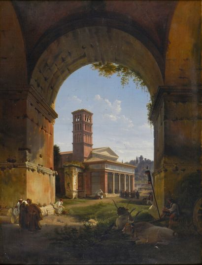  Lancelot Théodore TURPIN de CRISSE (1782-1859)

Vue prise à Rome sous l'arc de Janus

Huile... Gazette Drouot