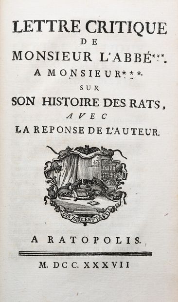 null [BOURDON de SIGRAIS (Claude-Guillaume)]. HISTOIRE DES RATS, pour servir à l'histoire...