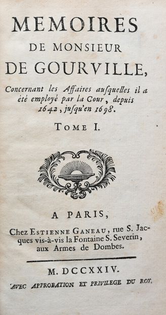 null GOURVILLE (J.H. de). MEMOIRES... FROM 1642 TO 1698.

Paris, E. Ganeau, 1724....