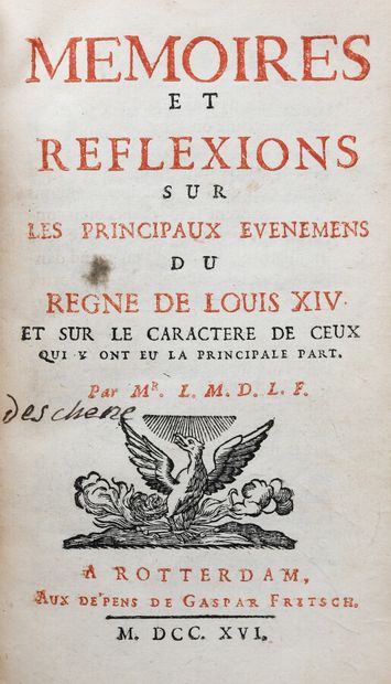 null [LA FARE (Marquis de)]. MEMOIRES ET REFLEXIONS SUR LES PRINCIPAUX EVENEMENS...