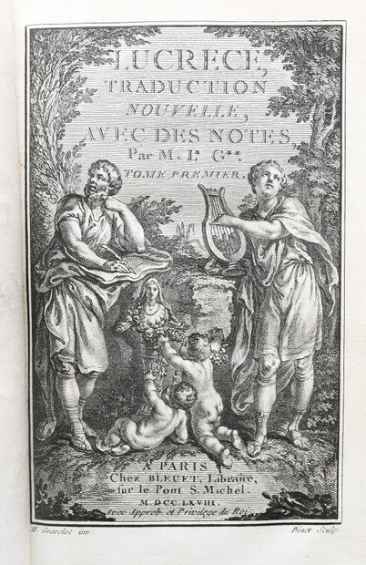 null LUCRECE. DE LA NATURE DES CHOSES. Traduction nouvelle. 

Paris, Bleuet, 1768....