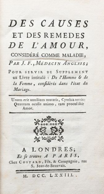 null (Anonyme). DES CAUSES ET DES REMEDES DE L'AMOUR, considéré comme maladie, par...