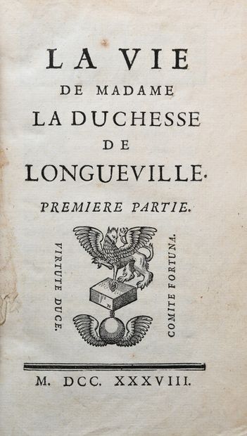 null BOURGOIN DE VILLEFORE (J.-Fr.). THE LIFE OF MADAME LA DUCHESSE DE LONGUEVILLE....