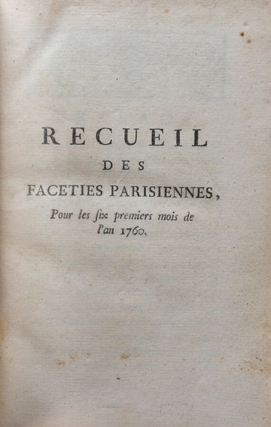 null [VOLTAIRE]. RECUEIL DES FACETIES PARISIENNES POUR LES SIX PREMIERS MOIS DE L'AN...