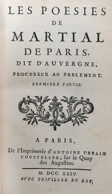 null MARTIAL DE PARIS ou d'Auvergne. LES POESIES.

Paris, Urbain Coustelier, 1724....