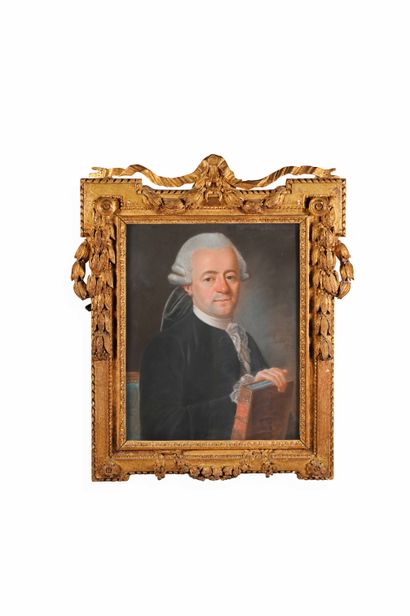 École FRANÇAISE du XVIIIe siècle Portrait d’homme au livre 

Pastel, signé et daté...