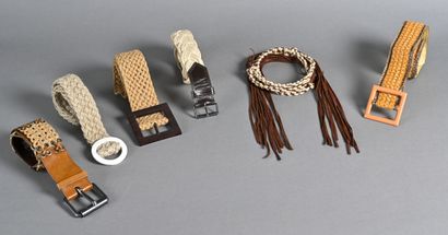SAINT LAURENT Rive Gauche Lot comprenant six ceintures en corde, ficelle ou raphia...