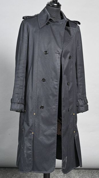 RED VALENTINO Trench-coat en gabardine de coton noir, petit col, patte d’épaule,...