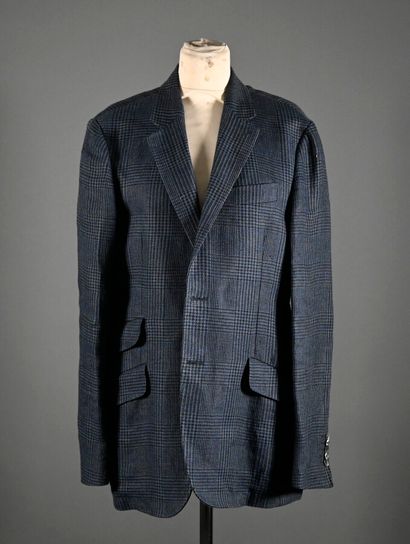 null PAUL SMITH

Veste pour homme Prince de Galles gris bleu, col châle cranté, simple...