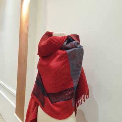null ISSEY MIYAKE

Importante écharpe pouvant faire plaid en lainage rouge plissé,...