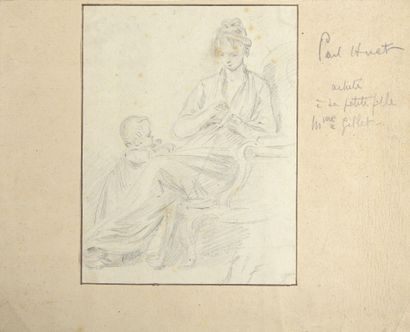 null Paul HUET (1803-1869)

Jeune mère brodant, son enfant auprès d'elle

Mine graphite...