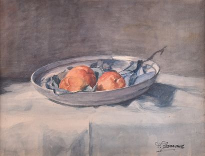 null Léon GARRAUD (1877-1961) 

Nature morte aux abricots 

Aquarelle signée en bas...