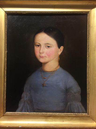 null Ecole française de la fin du XIXème siècle

Portrait de femme à la robe bleue

Huile...
