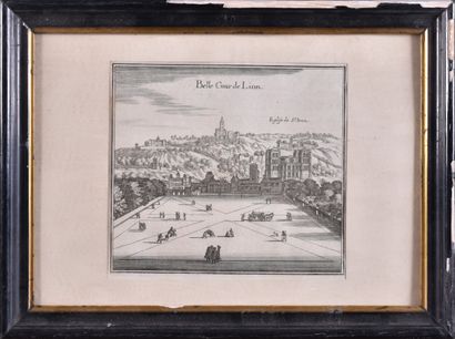 null Vues de Lyon représentant un plan de la ville et la place Bellecour

Deux gravures...