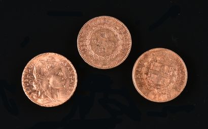 null FRANCE & ITALIE

Lot de trois pièces en or comprenant:

- une pièce de 20 francs...