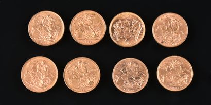 null ENGLAND

Lot of eight gold sovereigns, Queen Victoria, 1899 x 2; 1890, 1892,...