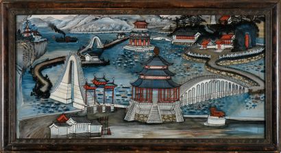null CHINE - Vers 1900

Vue d'une cité lacustre aux ponts et pagodes, un lac rempli...