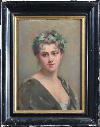 null D'après Fanny FLEURY (Fin du XIXe)

Portrait de femme à la couronne de feuilles...