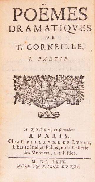 null CORNEILLE (Pierre). Le théâtre de P. Corneille, reveu et corrigé par l'autheur....