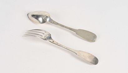 null Twelve uniplat unengraved silver flatware, stamped Rémy L

Marked : Minerve

Master...