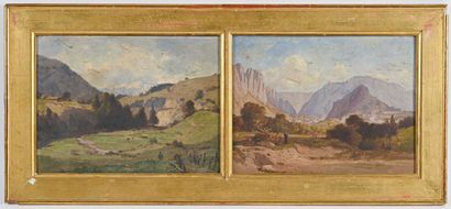 null Ecole Française du XIXe siècle

Paysages de montagne

Deux huiles sur panneau

H....