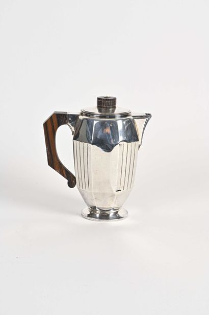 null Silver coffee pot on a pedestal, the body with plain or grooved sides, like...