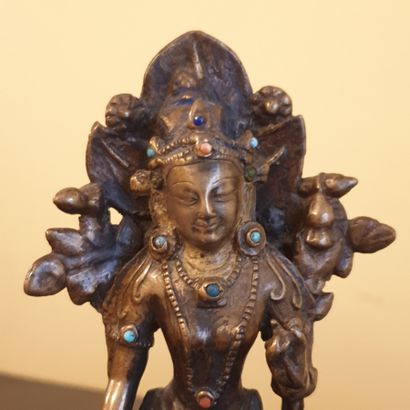 null TIBET - XIIIe/XIVe siècle

Statuette en laiton de Prajnaparamita debout sur...