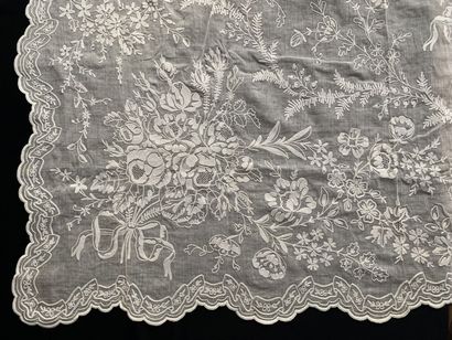 null Suite of four large curtains in Cornely embroidery, 2nd half of the 19th century.

Four...