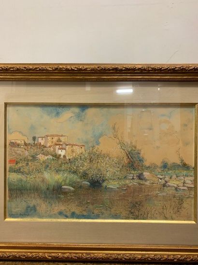 Léon DUVAL-GOZLAN (1853-1941) Bord de rivière

Aquarelle et mine graphite sur papier...