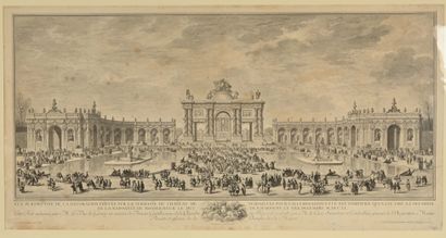 D'après SLODTZ Vue perspective du château de Versailles, gravure avec cadre anci...