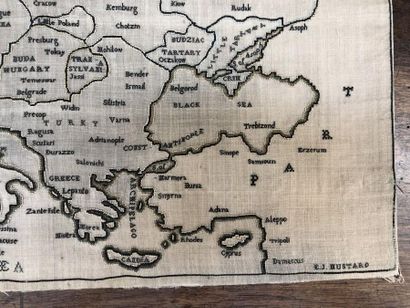 null Carte de l'Europe brodée par E.J Mustard, Angleterre, vers 1848, étamine de...