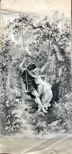 null Réunion de six tableaux tissés, Neyret Frères, Saint-Etienne, vers 1900, tissage...